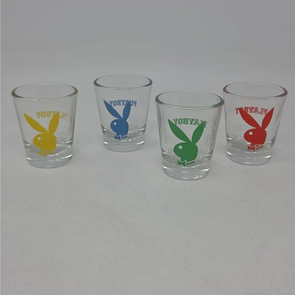 Playboy Bunny 2009 Set of 4 Shot Glasses Vintage Multicolor